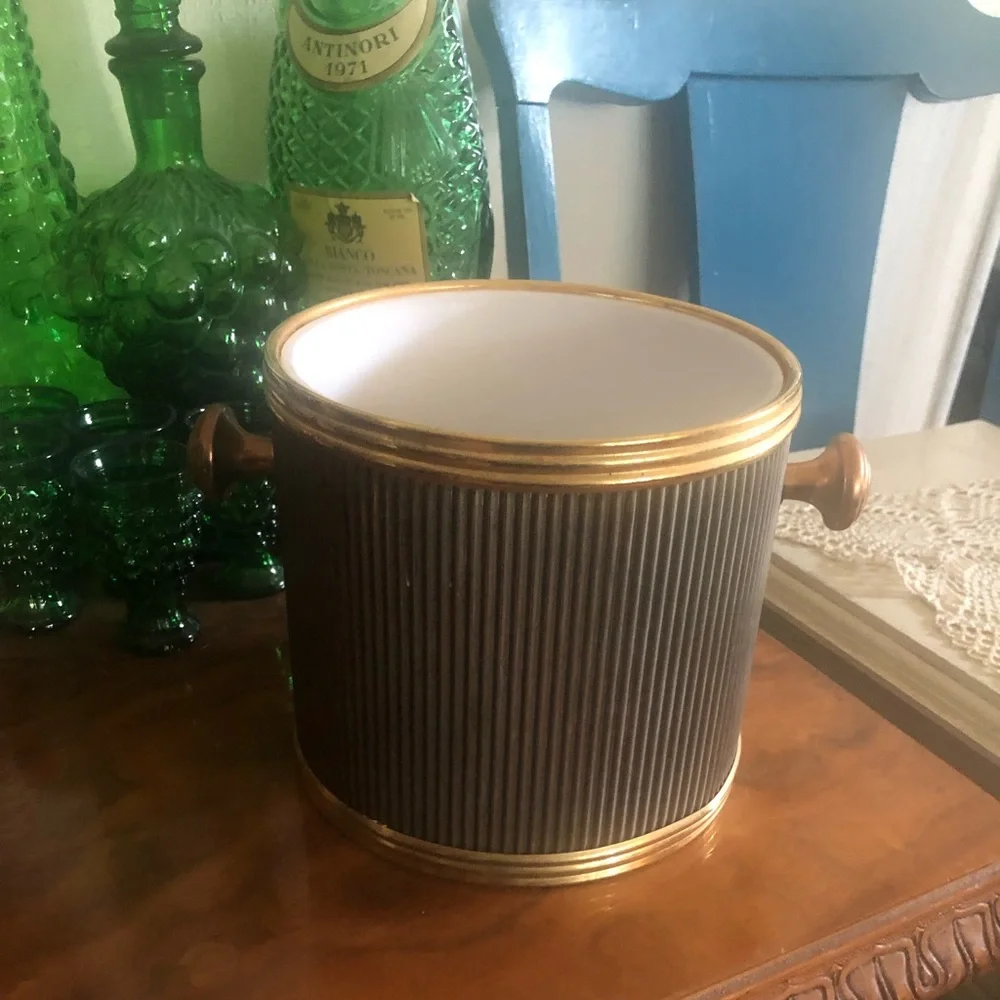 Vintage Brass & Silver Metal Ice Bucket